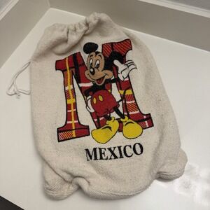 VINTAGE Y2K 90s Disney Mexico Shoulder Rope Cotton Duffle Backpack Hobo Sac FIFA